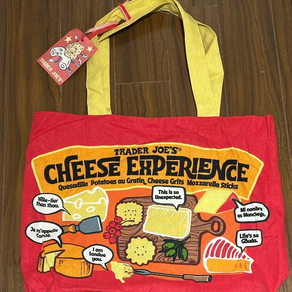 Trader Joe's Red and Yellow Cheese Experience Tote Bag - NWT